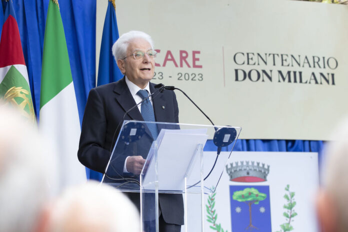 Il Presidente della Repubblica Sergio Mattarella a Barbiana, Firenze, in occasione del centenario della nascita di don Lorenzo Milani