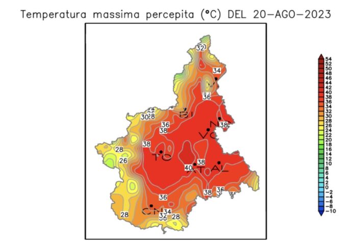Piemonte Temperature 20 08 2023