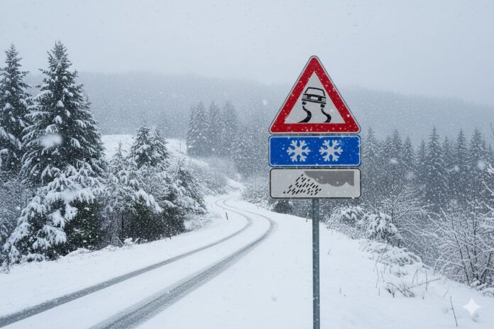 Nevicata Strada Sdrucciolevole